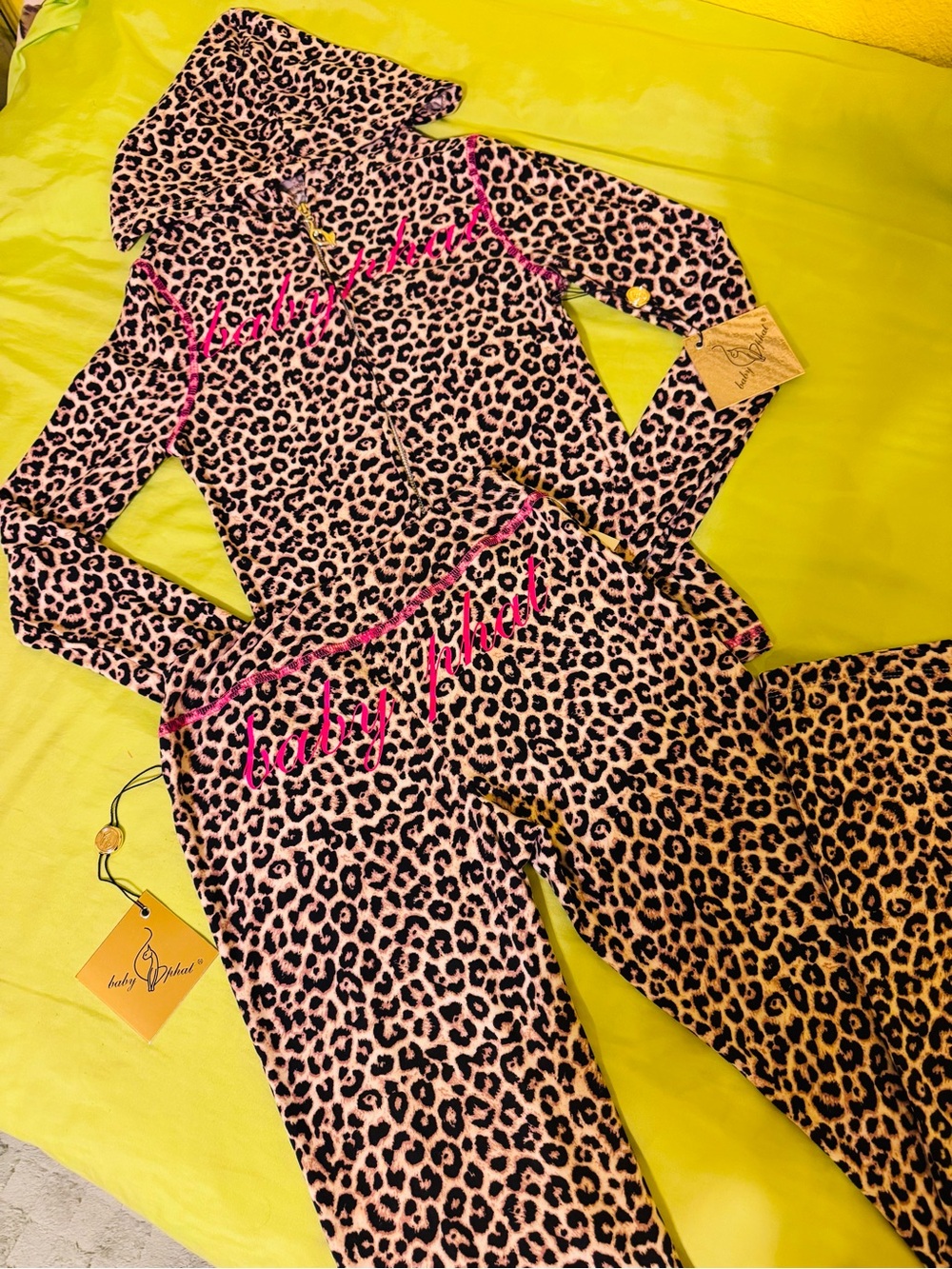 Baby Phat Pink and Black Leopard Print Hoodie SET